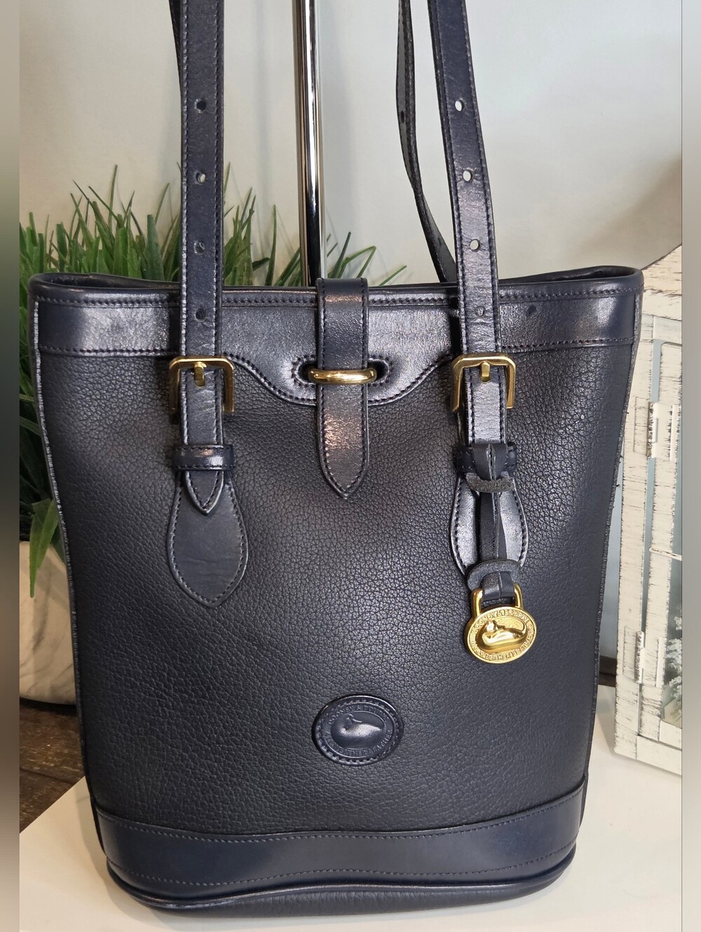 Dooney & Bourke Vintage Navy Leather Bag Made In The USA